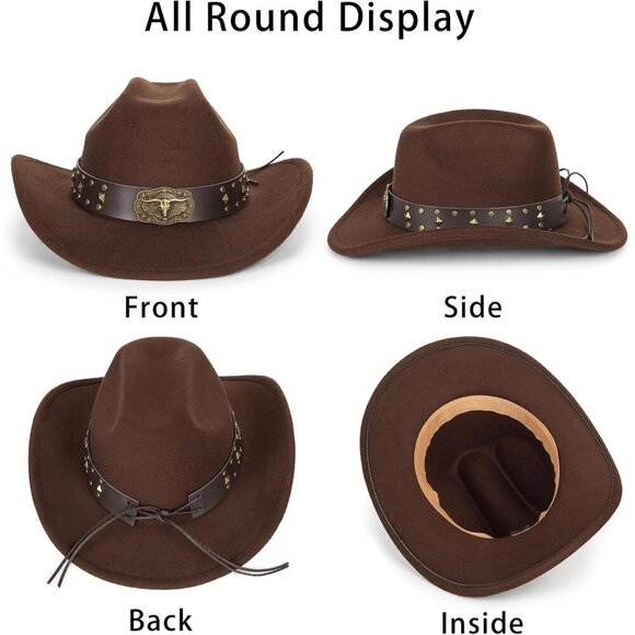 Western Felt Cowboy Hat Unisex Wide Brim Cotton Polyester Adjustable main image 7